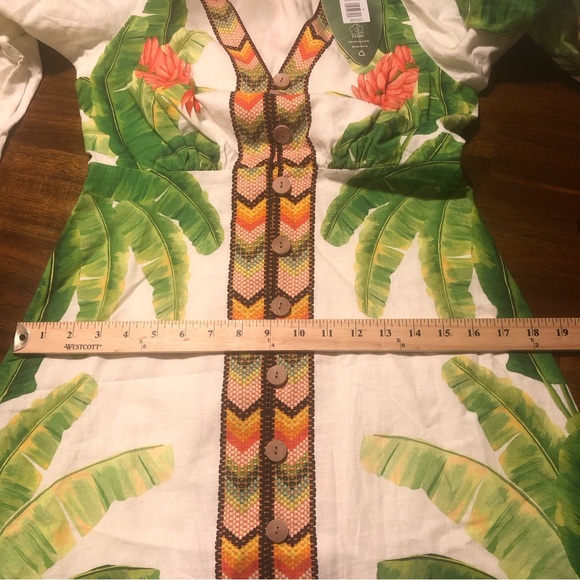 NWT $275 Farm Rio Fresh Forest Puff-Sleeve Midi Dress in Small!